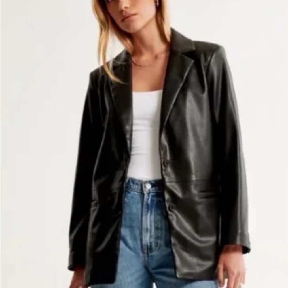 Abercrombie Women's Vegan Black Leather Blazer